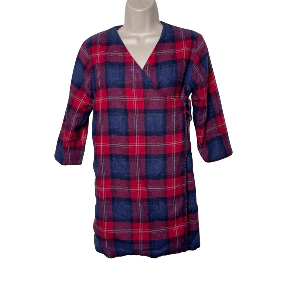 Papo D’anjo double layer red plaid wrap dress sz 12